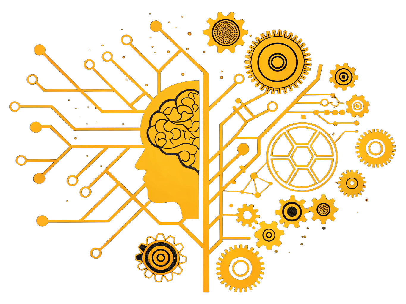 AI and mechanical systems fusion illustration